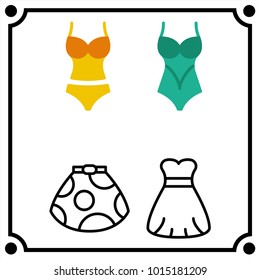 woman clothes set icon vector
