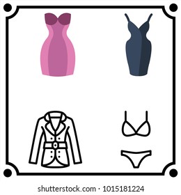woman clothes set icon vector