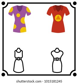 woman clothes set icon vector