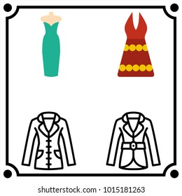 woman clothes set icon vector