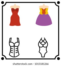 woman clothes set icon vector