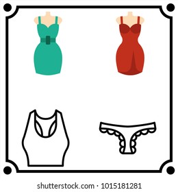 woman clothes set icon vector