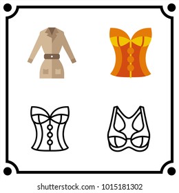 woman clothes set icon vector