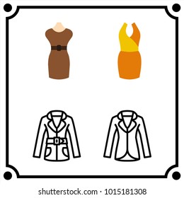woman clothes set icon vector