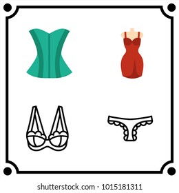 woman clothes set icon vector