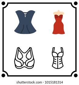 woman clothes set icon vector