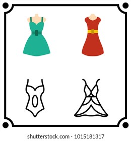woman clothes set icon vector