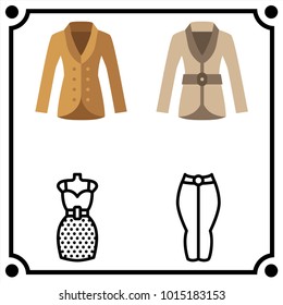 woman clothes set icon vector