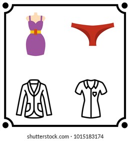 woman clothes set icon vector
