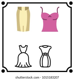 woman clothes set icon vector