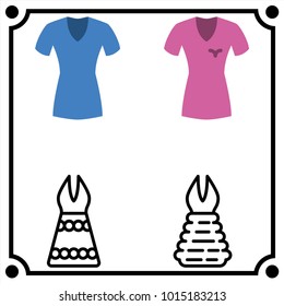 woman clothes set icon vector
