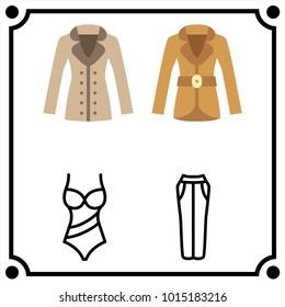 woman clothes set icon vector