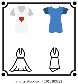 woman clothes set icon vector