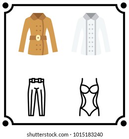 woman clothes set icon vector