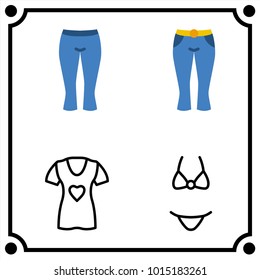 woman clothes set icon vector