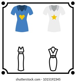 woman clothes set icon vector