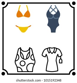 woman clothes set icon vector