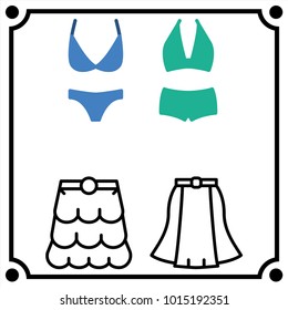 woman clothes set icon vector