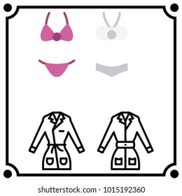 woman clothes set icon vector