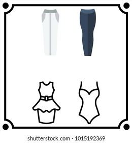 woman clothes set icon vector