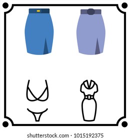 woman clothes set icon vector