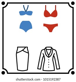 woman clothes set icon vector