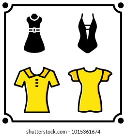 woman clothes set icon vector