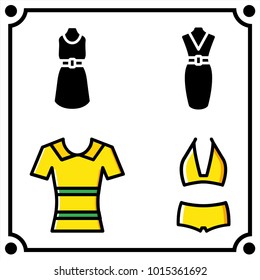 woman clothes set icon vector