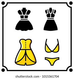 woman clothes set icon vector