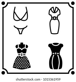 woman clothes set icon vector