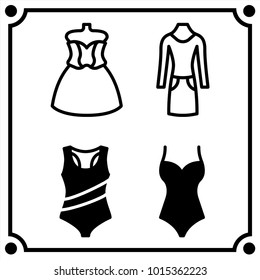 woman clothes set icon vector
