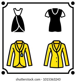 woman clothes set icon vector