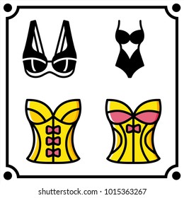 woman clothes set icon vector