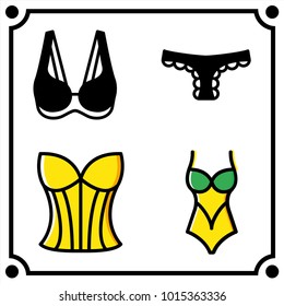 woman clothes set icon vector