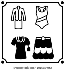 woman clothes set icon vector