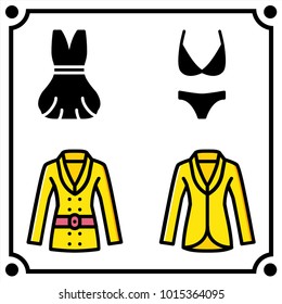woman clothes set icon vector
