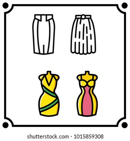 woman clothes set icon vector