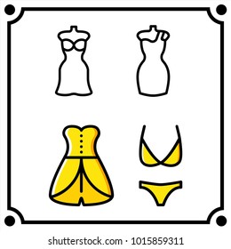 woman clothes set icon vector