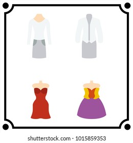 woman clothes set icon vector