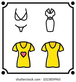 woman clothes set icon vector