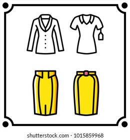 woman clothes set icon vector