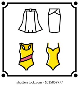 woman clothes set icon vector