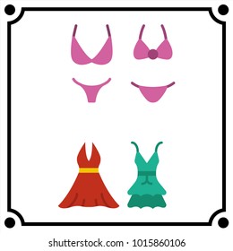 woman clothes set icon vector
