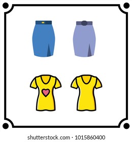 woman clothes set icon vector