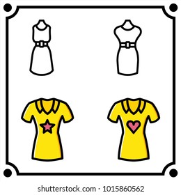 woman clothes set icon vector
