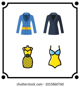 woman clothes set icon vector