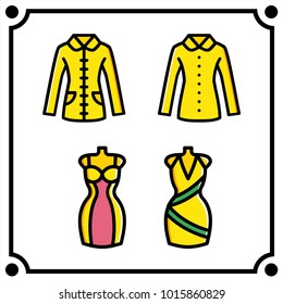 woman clothes set icon vector