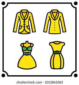 woman clothes set icon vector