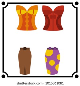 woman clothes set icon vector