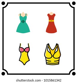 woman clothes set icon vector